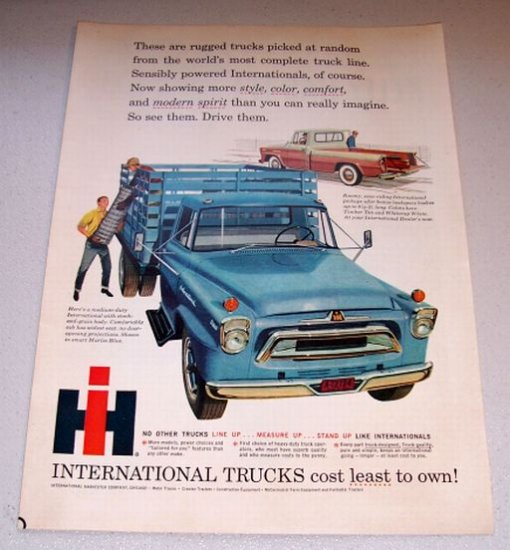 1958 Color Print Pickup Ad International A160 Stake Bed Truck