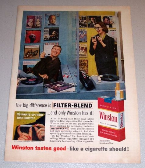 1960 Color Print Tobacco Ad Winston Cigarettes