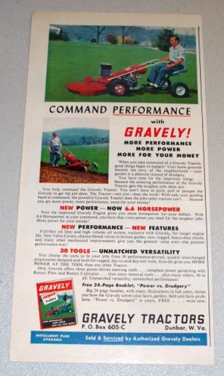1961 Color Print Ad Gravely Riding Lawn Tractor