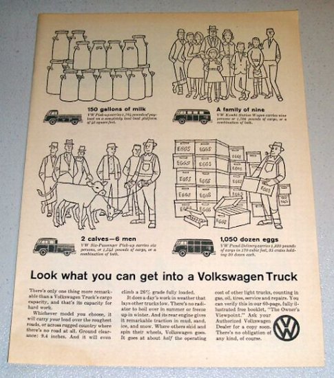 1961 Print Ad VW Volkswagen Truck