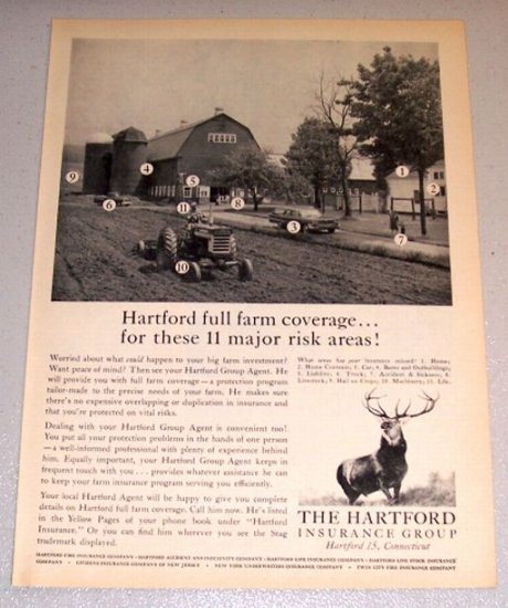1961 Print Ad The Hartford Insurance Group Full Farm Coverage