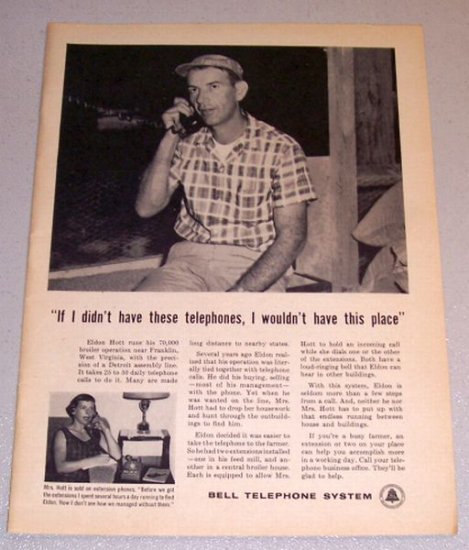 1961 Print Ad Bell Telephone System Eldon Hott Franklin West Virginia