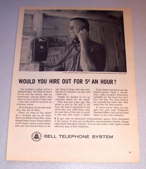 1963 Print Ad Bell Telephone System Gene Stephani Black Creek Wisconsin