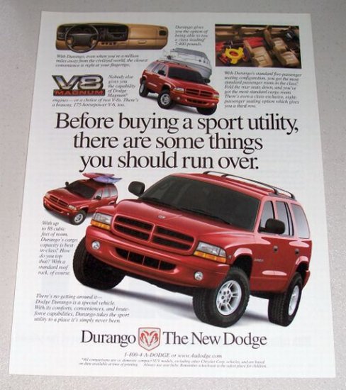 1998 Dodge Durango Sport SUV Color Print Ad