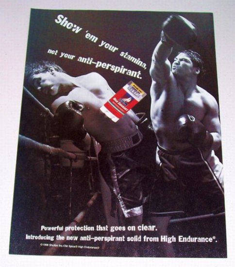 1998 Old Spice High Endurance Deodorant Boxing Theme Color Print Ad