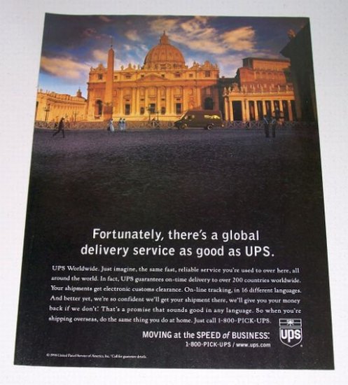 1998 UPS Postal Service Roman Building Color Print Ad
