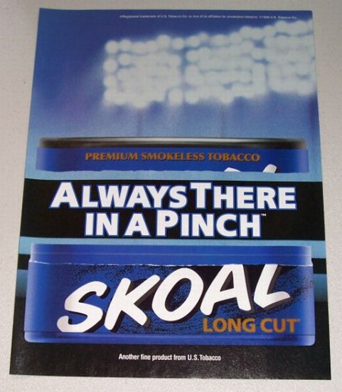 1998 Skoal Long Cut Smokeless Tobacco 2 Page Color Print Ad