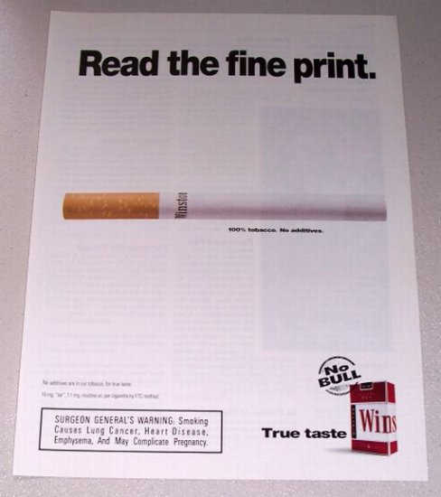1998 Winston Cigarettes Color Print Ad