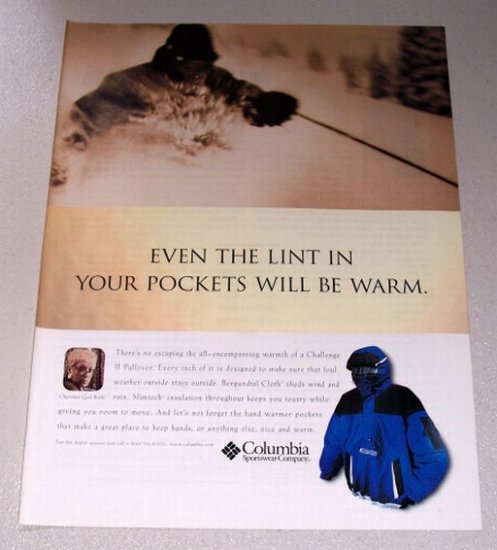 1998 Columbia Challenge II Pullover Sportswear Color Print Ad