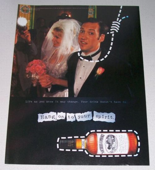 1998 Southern Comfort Whiskey Wedding Theme Color Print Ad