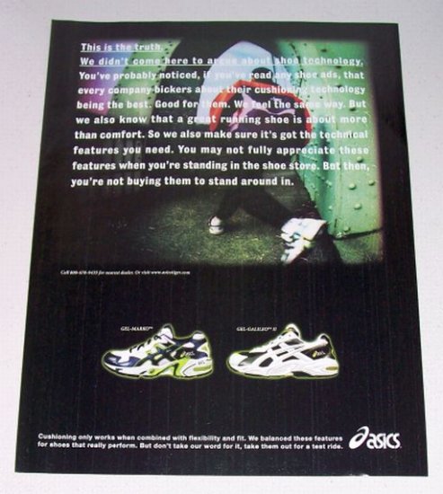 1998 Oasics gel-Marko Gel-Galileo II Shoes Color Print Ad