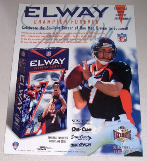 1998 John ELWAY Champion Forever Collectible DVD Color Print Ad