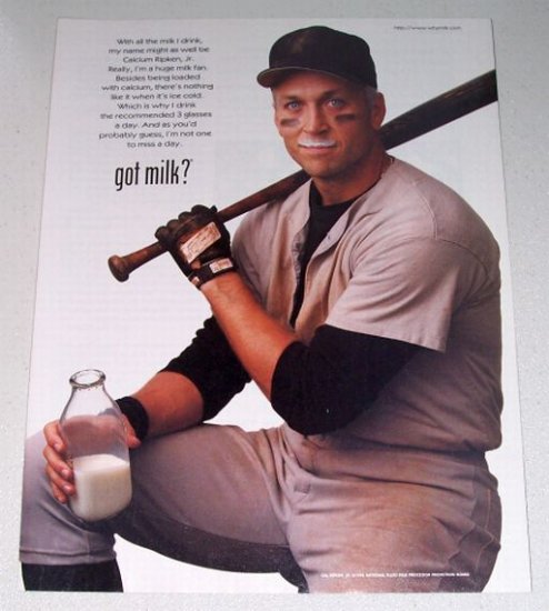 1998 GOT MILK Color Print Ad Celebrity Orioles Baseball Cal Ripkin