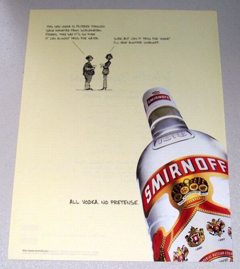 1998 Smirnoff Vodka Color Print Liquor Ad