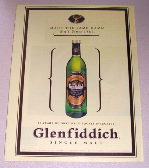 1998 Glenfiddich Scotch Whisky Color Print Liquor Ad
