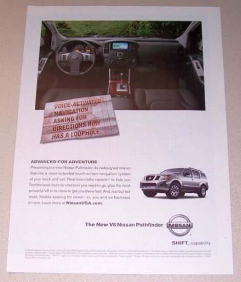 2007 Nissan Pathfinder V8 SUV Color Print Ad