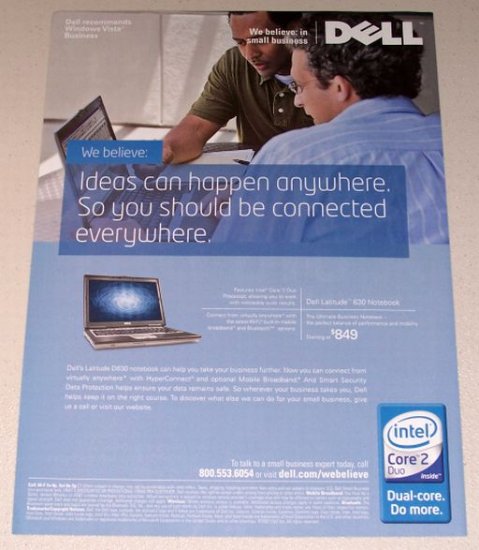 2007 Dell Latitude 630 Notebook Laptop Color Print Computer Ad