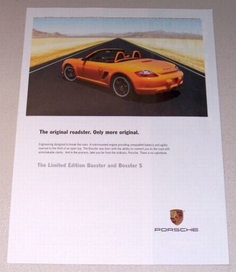 2007 PORSCHE Boxster S Automobile Color Print Car Ad
