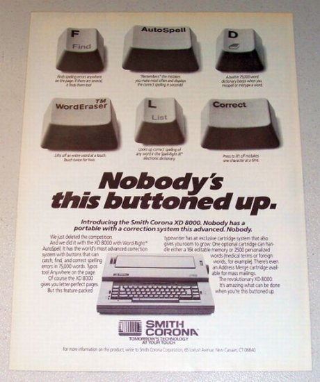 1987 Smith Corona XD 8000 Typewriter Print Ad