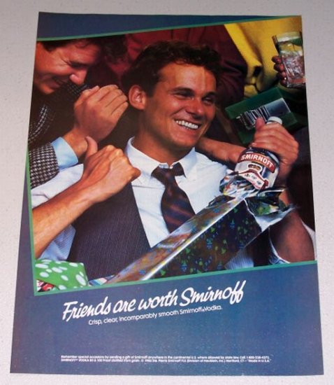 1987 Smirnoff Vodka Color Christmas Print Liquor Ad
