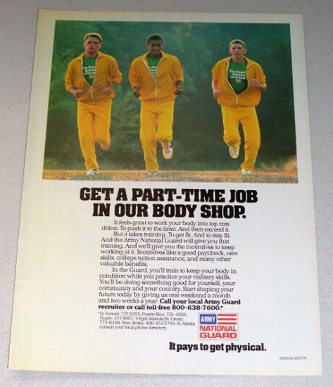 1987 Army National Guard Recruiting Color Print Military Ad