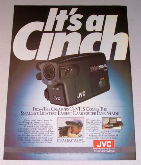 1987 JVC GR-C9 Video Movie Camcorder Color Print Ad