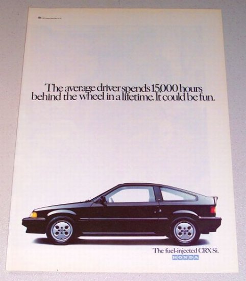 1987 Honda CRX Si Automobile Color Print Car Ad