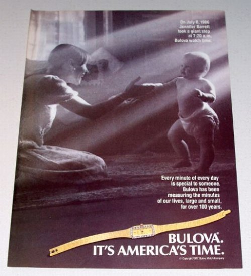1987 Bulova Ladies Watch Baby Jennifer Barrett Print Ad