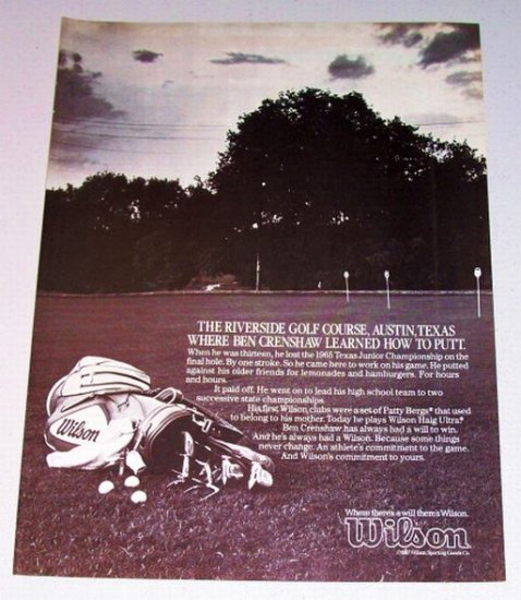 1987 Wilson Golf Clubs Color Print Ad Riverside Golf Course Austin Texas