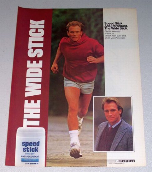 1987 Mennen Speed Stick Anti-Perspirant Deodorant Color Print Ad