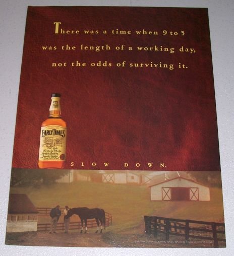 1995 Early Times Kentucky Whisky Horse Farm Color Print Ad