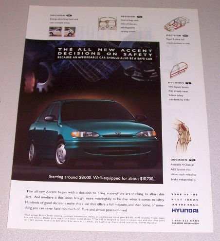 1995 Hyundai Accent Automobile Print Car Ad