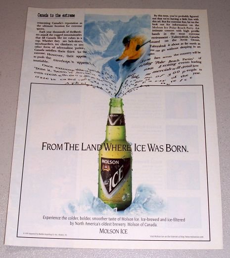 1995 Molson Ice Beer Color Print Brewery Ad