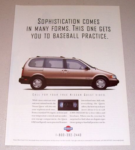 1995 Nissan Quest Passenger Van Color Print Ad