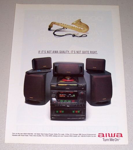 1995 AIWA NSX-V90 Home Audio Mini System Color Print Ad