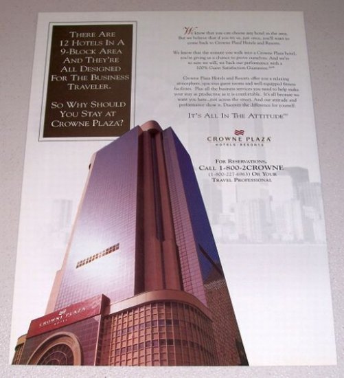 1995 Crowne Plaza Hotels Resorts Color Print Ad