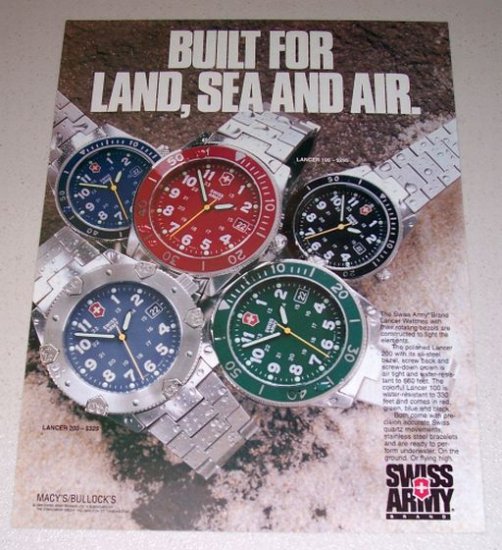 1995 Swiss Army Brand Lancer Watches Color Print Ad
