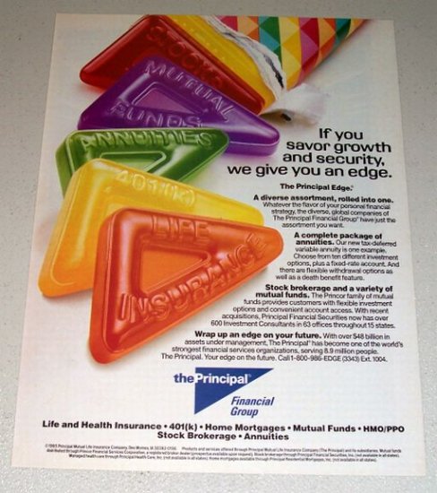1995 The Principal Financial Group Candy Roll Color Print Ad