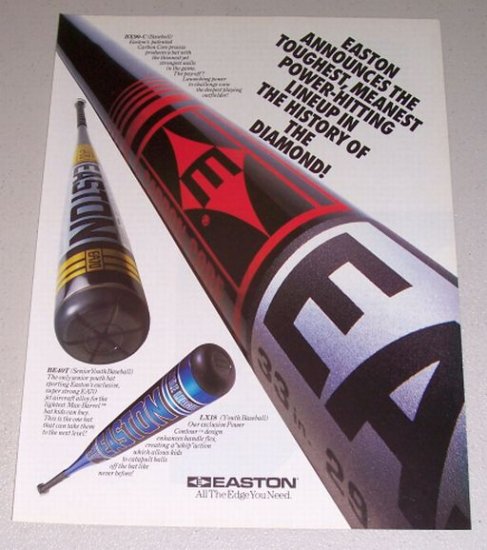 1995 EASTON Baseball Bats Color Print Ad
