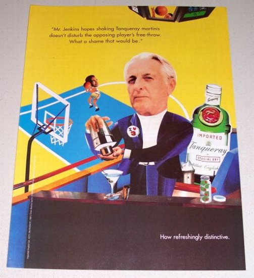 1995 Imported Tanqueray Dry Gin Basketball Court Color Print Art Ad