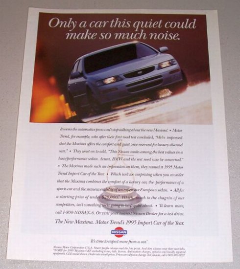 1995 Color Print Car Ad Nissan Maxima Automobile