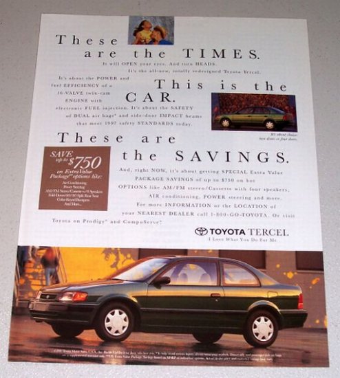 1995 Color Print Car Ad Toyota Tercel Automobile