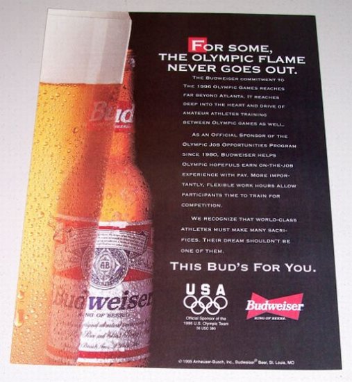 1995 Budweiser Beer Bud Color Print Brewery Ad