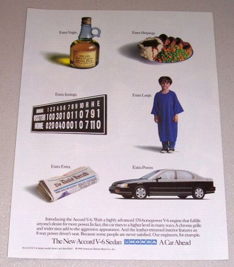 1995 Honda Accord Sedan Automobile Color Print Car Ad