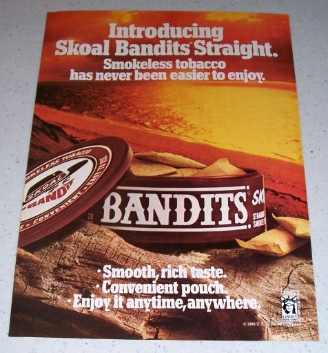 1986 Skoal Bandits Smokeless Tobacco Dip Color Ad