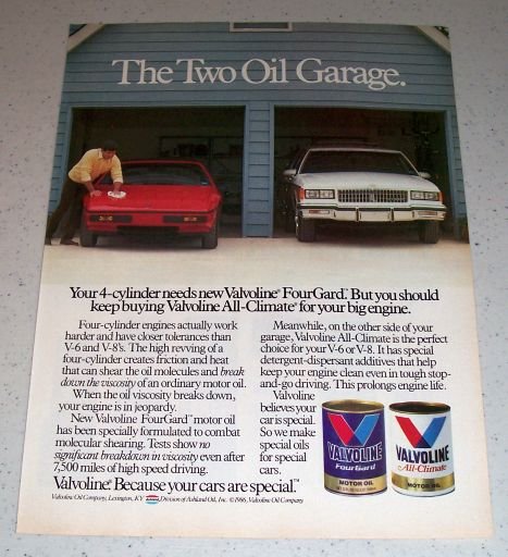 1986 Valvoline FourGard Motor Oil Color Ad
