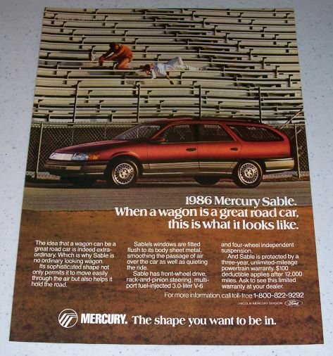 1986 Mercury Sable Wagon Automobile Color Car Ad