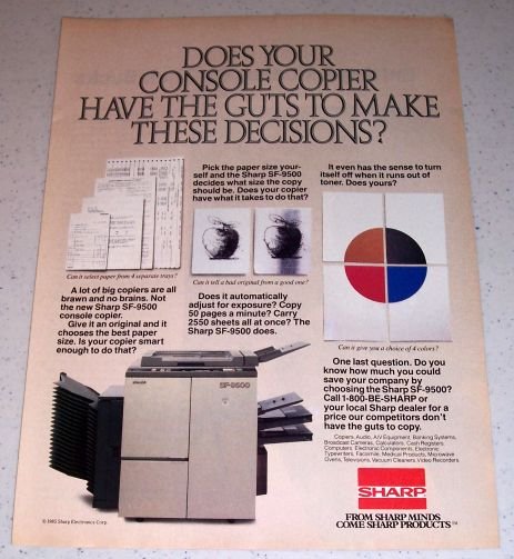 1985 Sharp SF-9500 Console Copier Color Ad