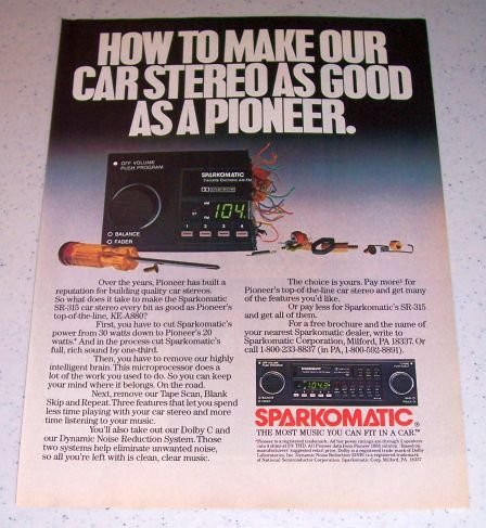 1986 Sparkomatic SR-315 Car Stereo Color Ad