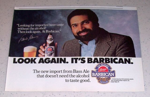 1986 Bass Barbican Beer Color Ad NFL Football Celebrity Franco Harris